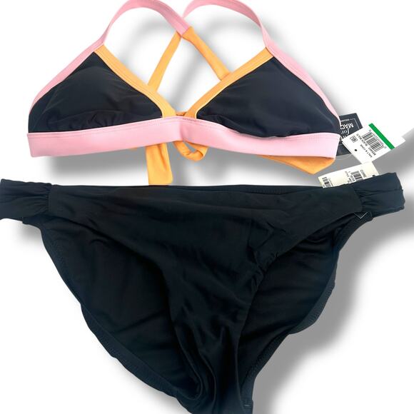 NEW Mix & Match Bikini Set Size Large Black Pink Colorblock Bar III Salt + Cove - Picture 6 of 10